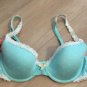 Victoria's Secret Light Blue Polka Dot Lace Bra